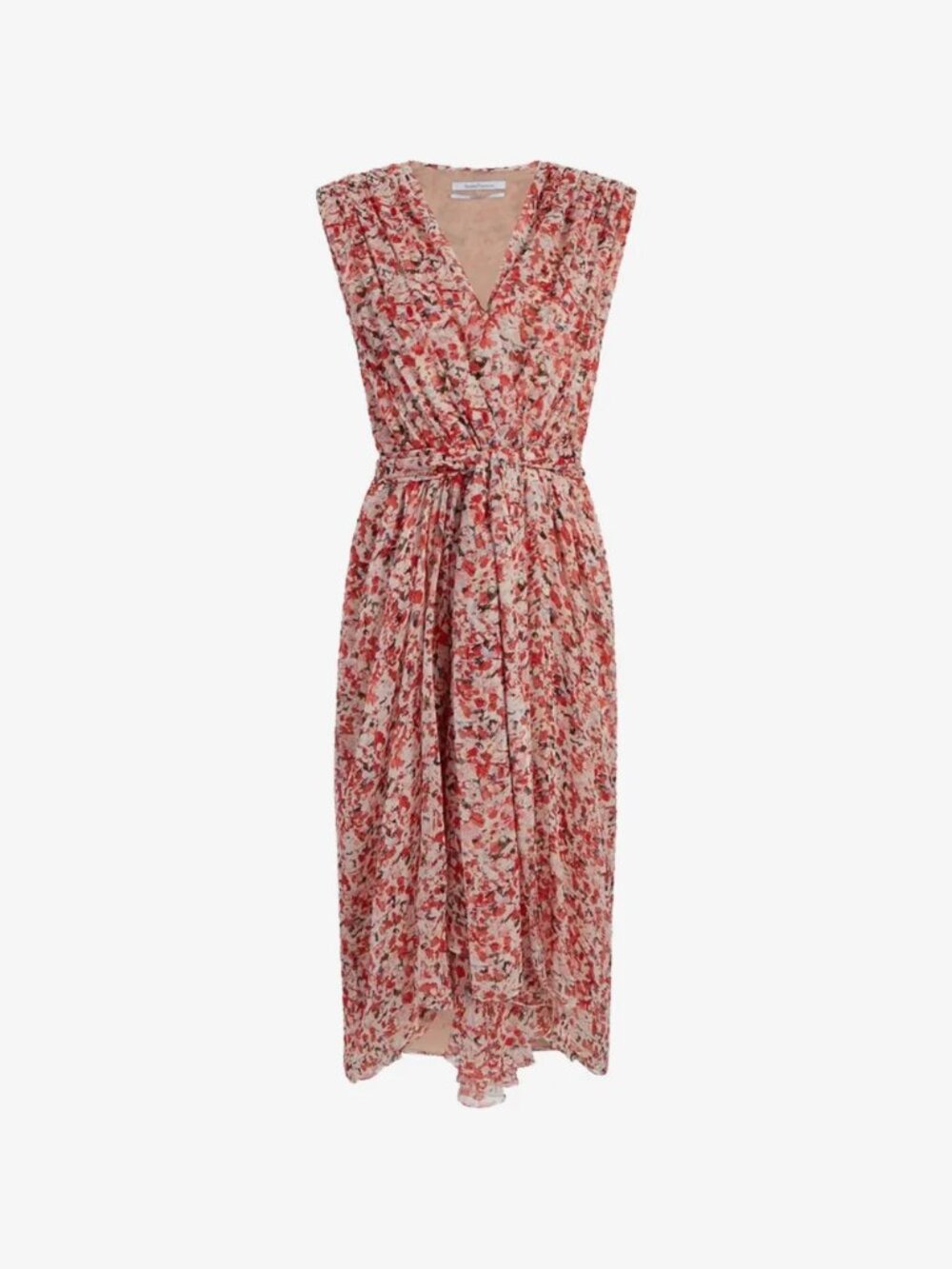 Another Tomorrow gathered-detail asymmetric dress floral print 100% peace silk